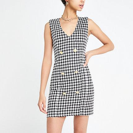 River Island Womens Dogtooth Check Bodycon Tux Dress