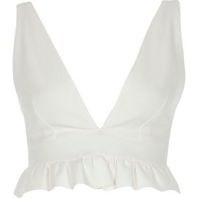 River Island Womens White Frill Hem Bralette