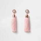 River Island Womens Blush Diamante Tassel Drop Earrings