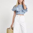 River Island Womens Broidery Tie Back Crop Top
