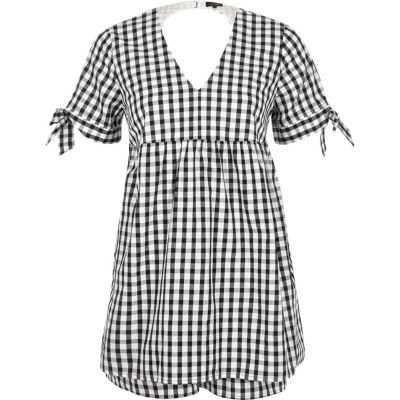 River Island Womens Petite Gingham Babydoll Playsuit