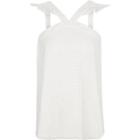 River Island Womens White Broderie Frill Sleeveless Top