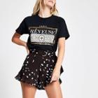 River Island Womens Petite Leopard Print Tie Waist Shorts