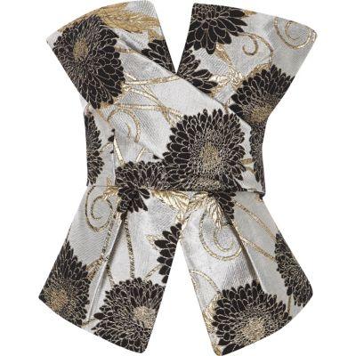 River Island Womens Jacquard Wrap Bow Bandeau Crop Top