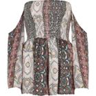 River Island Womens Paisley Shirred Bardot Beach Playsuit