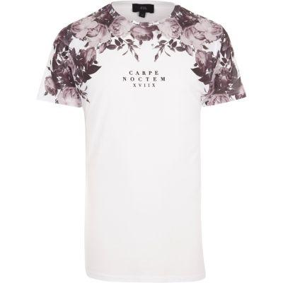 River Island Mens White Floral 'carpe Noctem' Print T-shirt