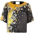 River Island Womens And Black Short Sleeved Satin Top