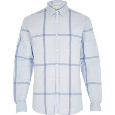 River Island Mens Oversized Grid Check Shirt