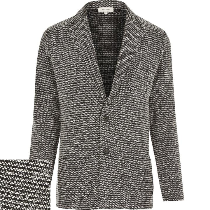 River Island Mensblack Knitted Blazer Jacket