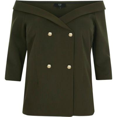 River Island Womens Plus Double Breasted Bardot Top