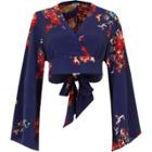 River Island Womens Floral Wrap Front Cropped Blouse