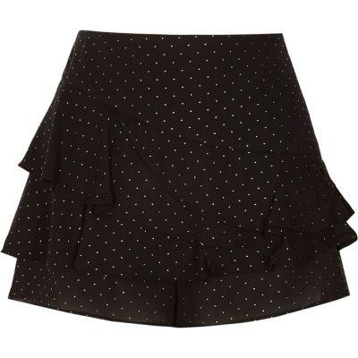 River Island Womens And Gold Polka Dot Frill Skort