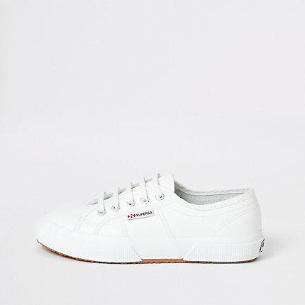 River Island Womens Superga White Leather Classic Runner Trainers