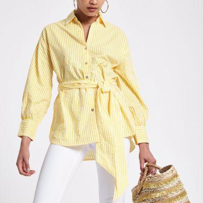 River Island Womens Stripe Print Tie Waist Shirt