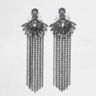 River Island Womens Jewel Cup Chain Tassel Drop Earrings