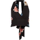 River Island Womens Floral Halter Tie Back Crop Top