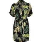 River Island Womens Petite Palm Print Shirt Dress