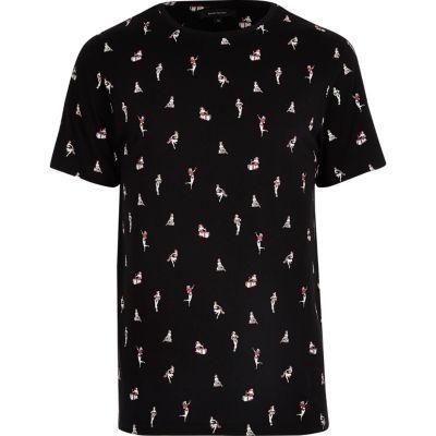 River Island Mens Christmas Pin-up Girl Print T-shirt