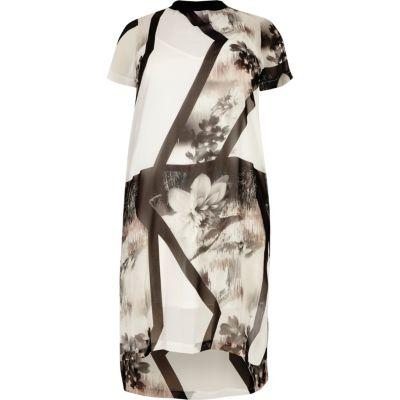 River Island Womens Plus White Floral T-shirt Dress