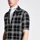 River Island Mens Neon Check Zip Up Shirt