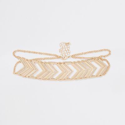 River Island Womens Gold Tone Chevron Diamante Pave Choker