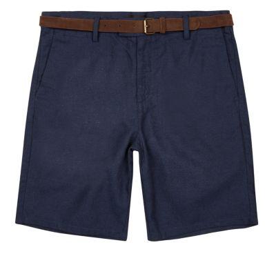 River Island Mens Slim Fit Belted Shorts
