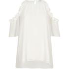 River Island Womens White Frill Cold Shoulder Blouse