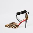 River Island Womens Leopard Print Tie Up Court Shoe