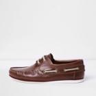 River Island Mens Leather Rope Lace-up Boat Shoes