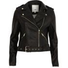 River Island Womens Faux Leather Belted Biker Jacket