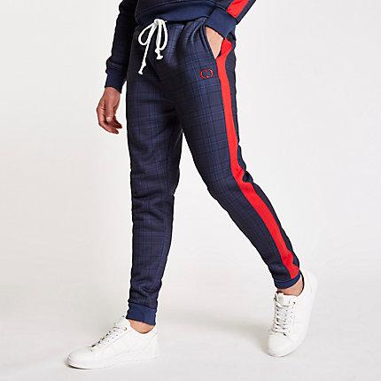Mens Criminal Damage Tartan Check Joggers