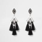 River Island Womens Mono Beaded Tassel Drop Earrings