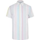 River Island Mens White Pastel Stripe Shirt