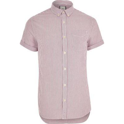 River Island Mens Stripe Print Short Sleeve Oxford Shirt