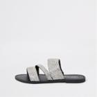 River Island Womens Silver Diamante Embellished Sandals