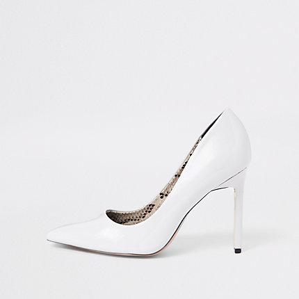 River Island Womens White Patent Court Shoes