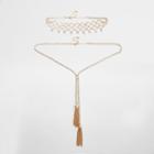 River Island Womens Gold Tone Diamante Tassel Necklace Set