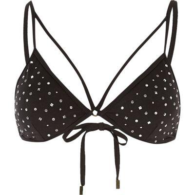 River Island Womens Heatseal Stud Strappy Bikini Top