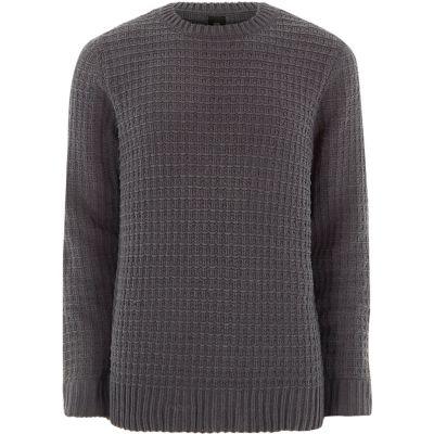 River Island Mens Basket Stitch Long Sleeve Sweater