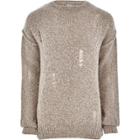 River Island Mens Boucle Knit Distressed Sweater