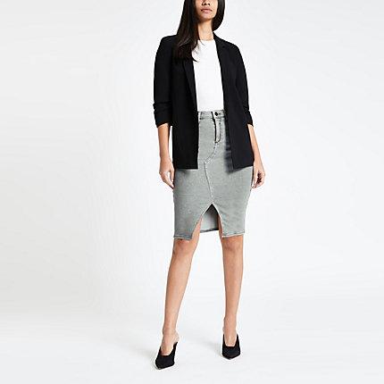 River Island Womens Denim Split Front Pencil Skirt