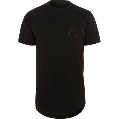River Island Mens Side Zip Crew Neck Slim Fit T-shirt