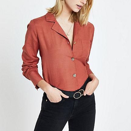 River Island Womens Button Front Long Sleeve Shirt