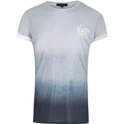 River Island Mens Faded Nyc Print T-shirt