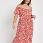 River Island Womens Plus Print Bardot Maxi Dress