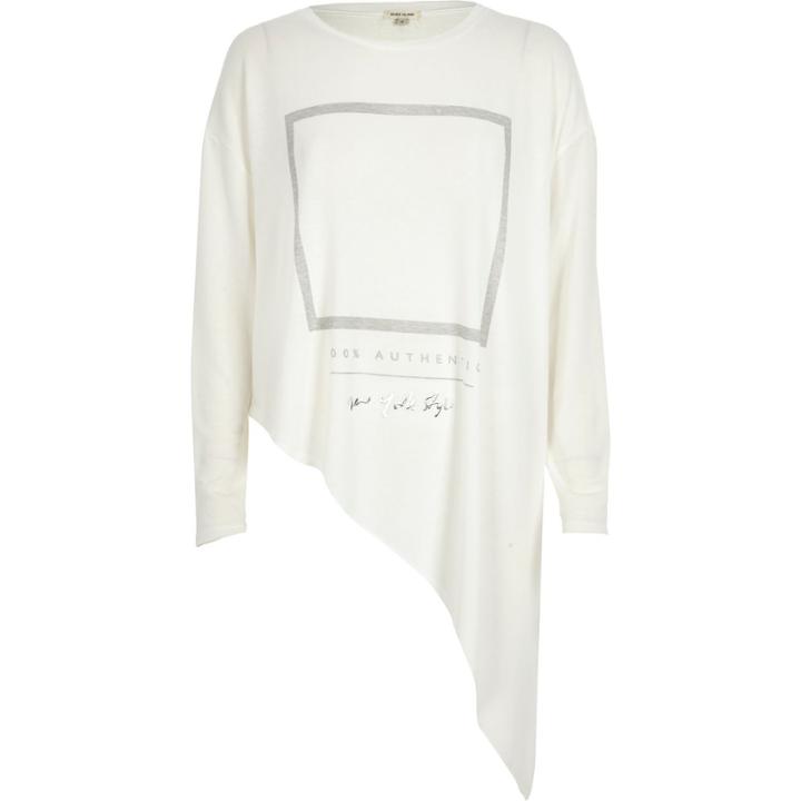 River Island Womens White Oversized Asymmetric Top