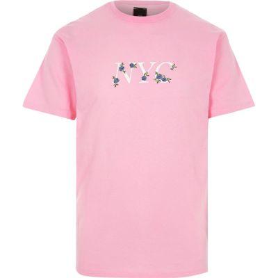 River Island Mens Nyc Floral Print T-shirt