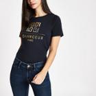 River Island Womens 'chanceux' Gold Foil Print T-shirt