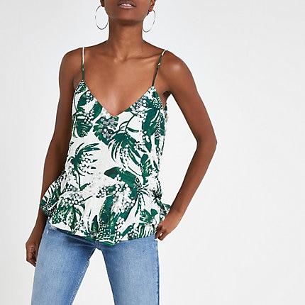 River Island Womens Floral Peplum Cami Top