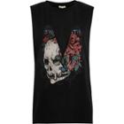 River Island Womens Skull Print Mesh Rock T-shirt